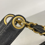 【6ie6717】シャネル チェーントート マトラッセ キャビアスキン ブラック ゴールド金具【中古】レディース