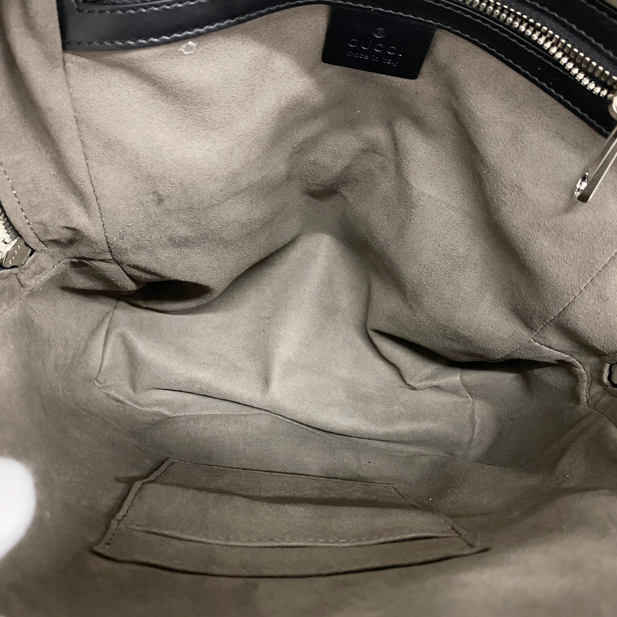 【6ie6720】グッチ リュック・デイパック グッチシマ 450967 レザー ブラック シルバー金具【中古】レディース