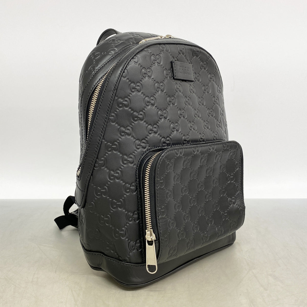 【6ie6720】グッチ リュック・デイパック グッチシマ 450967 レザー ブラック シルバー金具【中古】レディース
