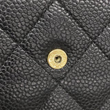 【6ie6727】シャネル 長財布 マトラッセ キャビアスキン ブラック ゴールド金具【中古】レディース