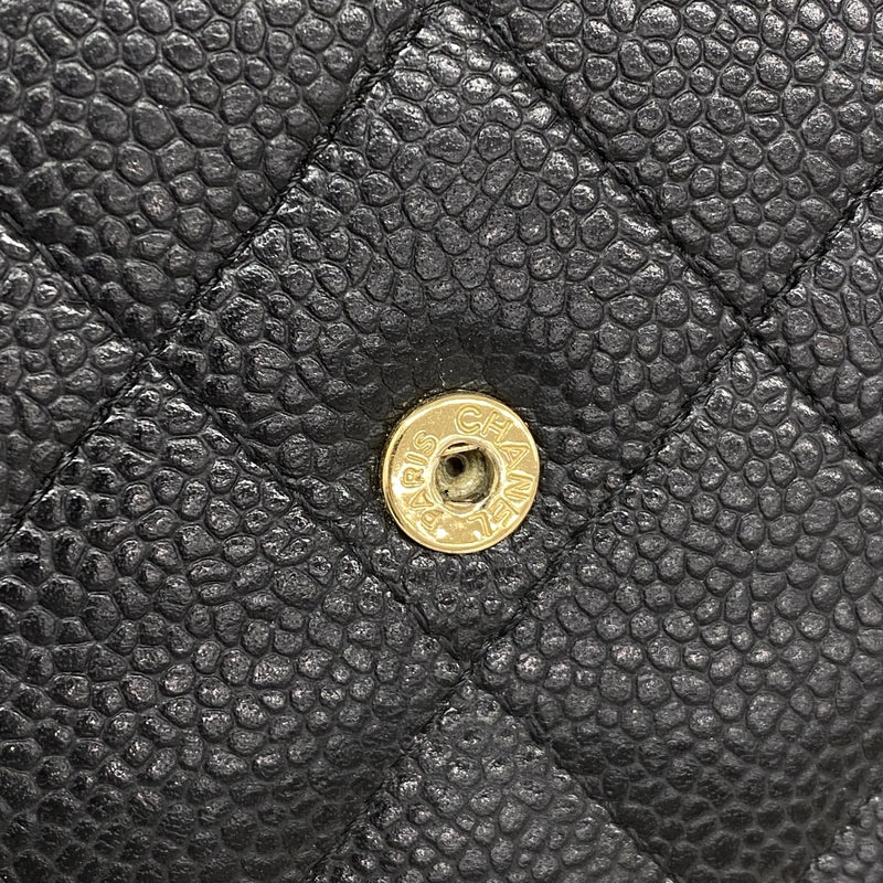 【6ie6727】シャネル 長財布 マトラッセ キャビアスキン ブラック ゴールド金具【中古】レディース