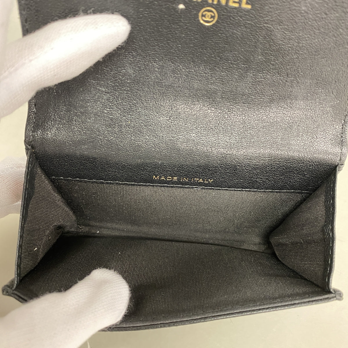 【6ie6728】シャネル カードケース マドモアゼル ラムスキン ブラック ゴールド金具【中古】レディース
