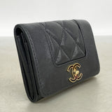 【6ie6728】シャネル カードケース マドモアゼル ラムスキン ブラック ゴールド金具【中古】レディース