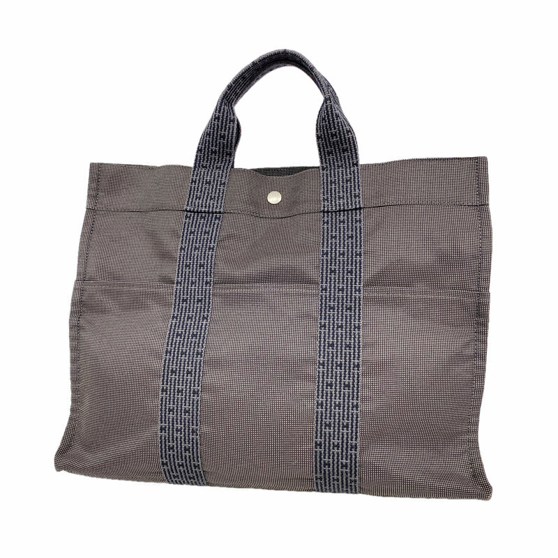 【6ie6729】エルメス トートバッグ エールラインMM ナイロン グレー シルバー金具【中古】メンズ レディース ユニセックス