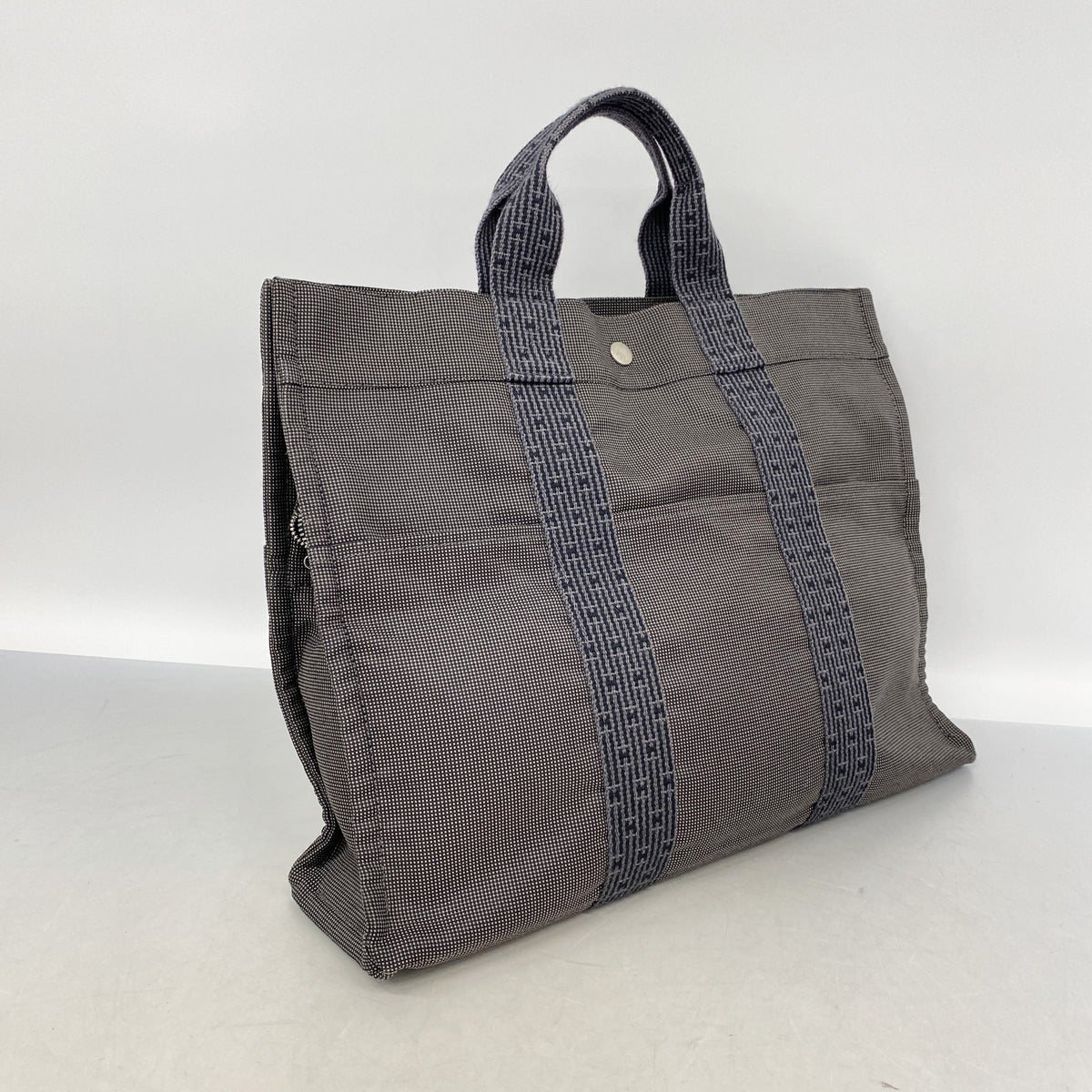 【6ie6729】エルメス トートバッグ エールラインMM ナイロン グレー シルバー金具【中古】メンズ レディース ユニセックス