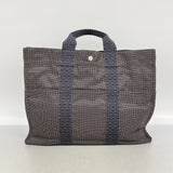 【6ie6729】エルメス トートバッグ エールラインMM ナイロン グレー シルバー金具【中古】メンズ レディース ユニセックス