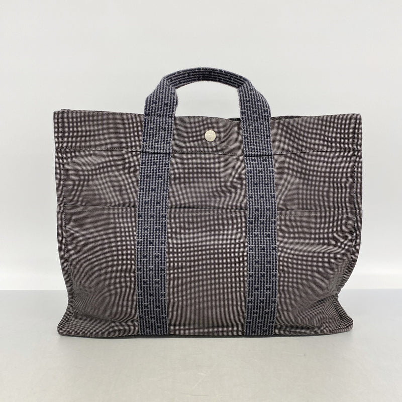 【6ie6729】エルメス トートバッグ エールラインMM ナイロン グレー シルバー金具【中古】メンズ レディース ユニセックス