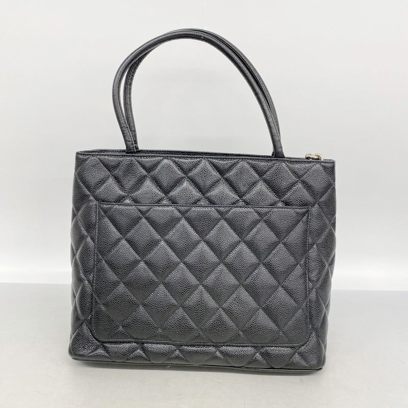 【6ie6730】シャネル トートバッグ 復刻トート キャビアスキン ブラック シルバー金具【中古】レディース