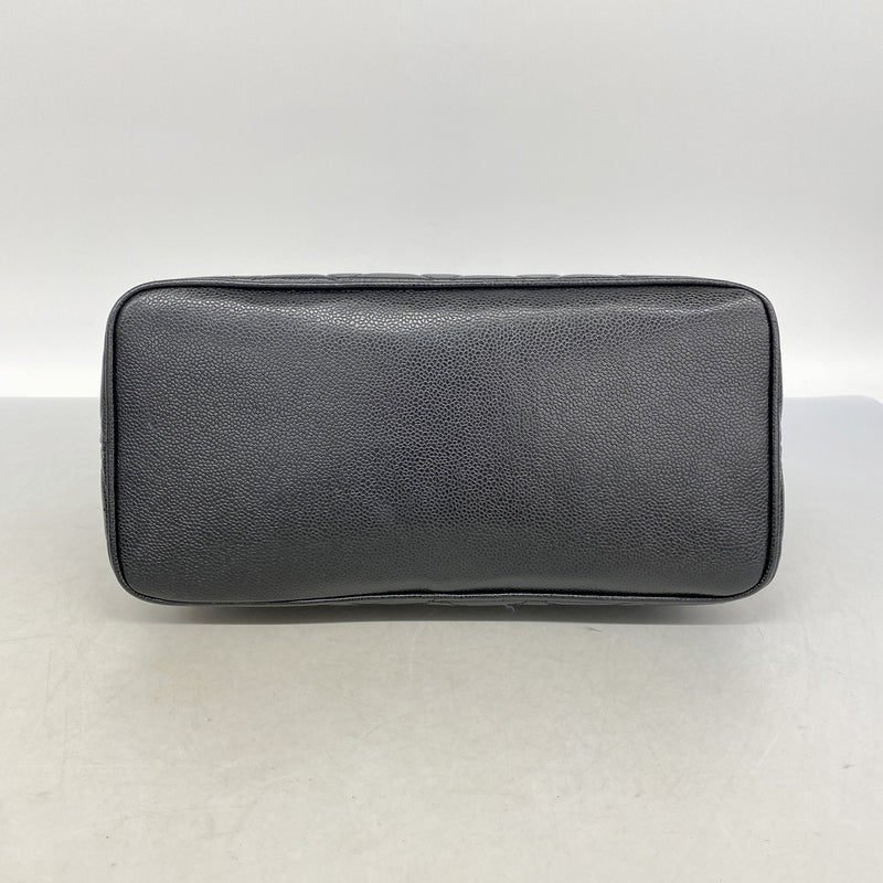 【6ie6730】シャネル トートバッグ 復刻トート キャビアスキン ブラック シルバー金具【中古】レディース