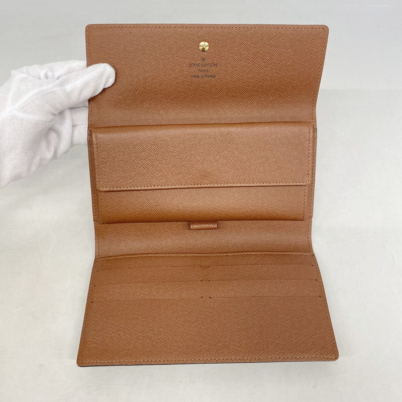 【6ie6737】ルイヴィトン 三つ折り長財布 モノグラム ポルトフォイユインターナショナル M61215 ブラウン【中古】レディース