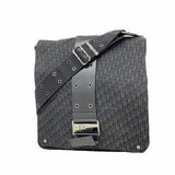 【6ie6739】クリスチャンディオール ショルダーバッグ トロッター ナイロンキャンバス ブラック シルバー金具【中古】レディース