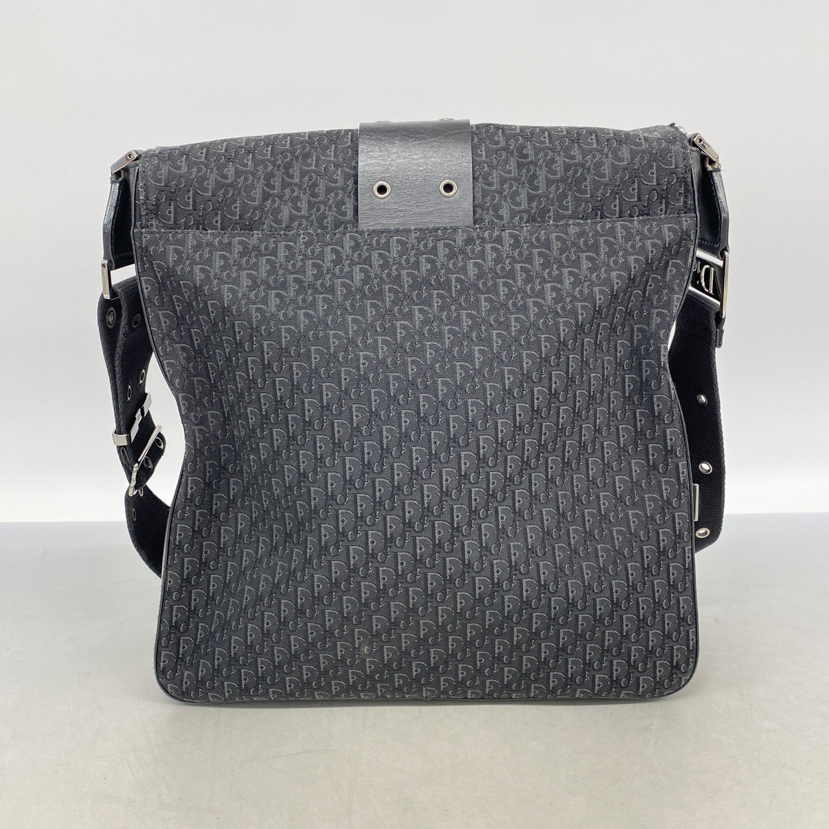 【6ie6739】クリスチャンディオール ショルダーバッグ トロッター ナイロンキャンバス ブラック シルバー金具【中古】レディース