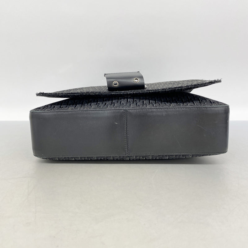 【6ie6739】クリスチャンディオール ショルダーバッグ トロッター ナイロンキャンバス ブラック シルバー金具【中古】レディース