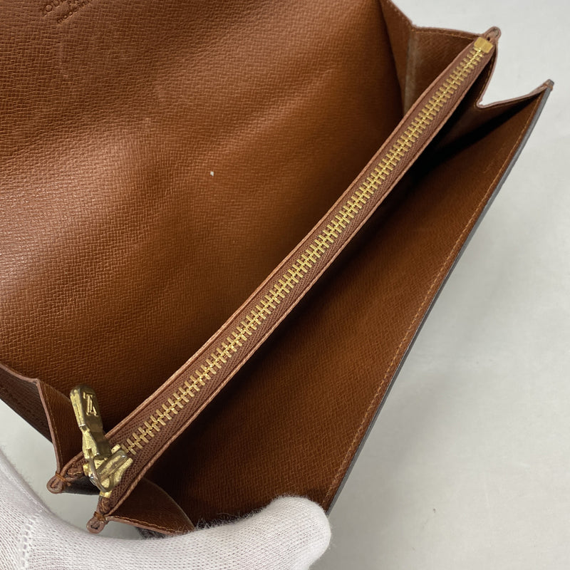 【6ie6754】ルイヴィトン 長財布 モノグラム ポシェットポルトモネクレディ M61723 ブラウン【中古】レディース