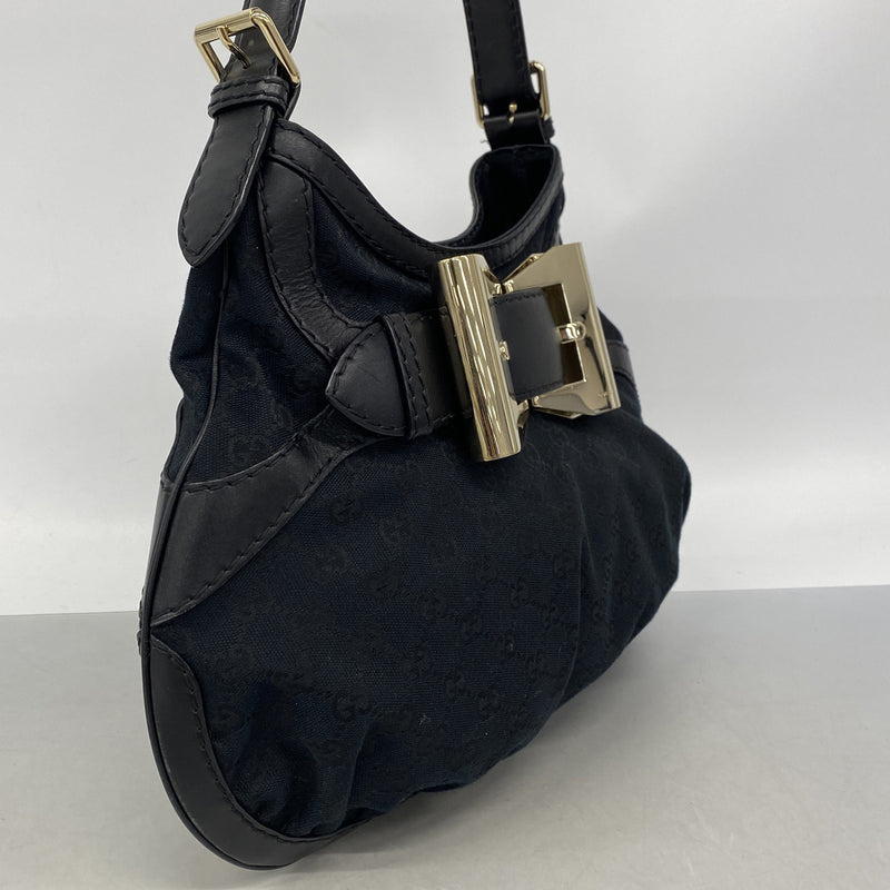 【6ie6757】グッチ ショルダーバッグ GGキャンバス 189885 キャンバス ブラック シャンパンゴールド金具【中古】レディース