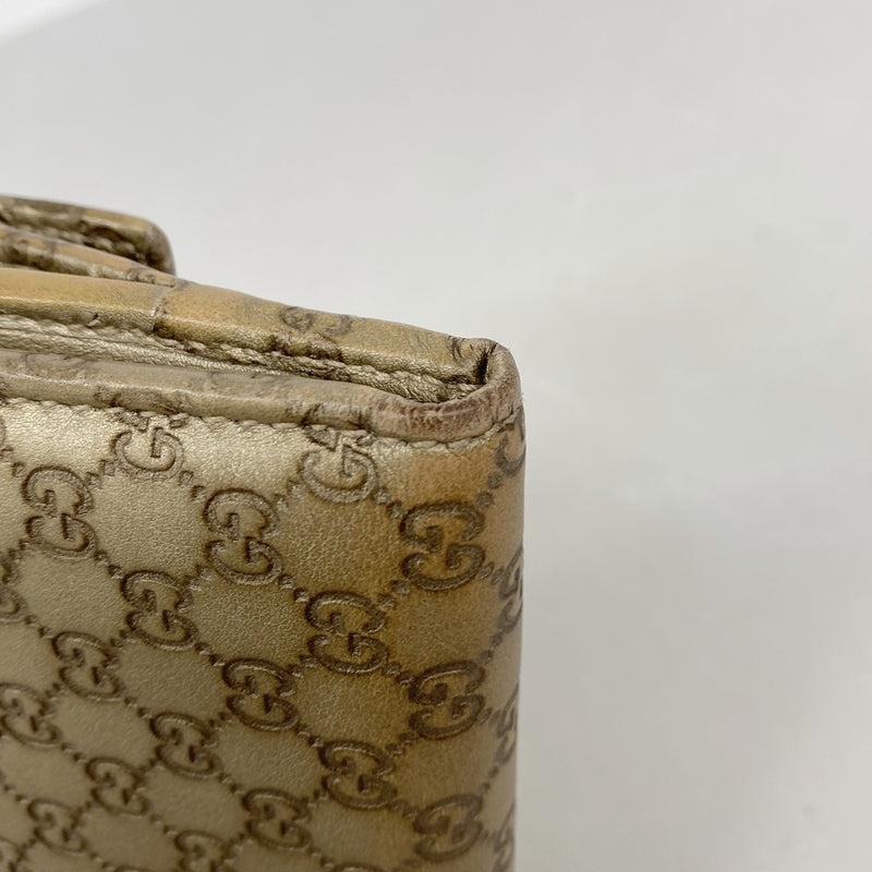 【6ie6758】グッチ 財布 マイクログッチシマ 257015 レザー ベージュ シャンパンゴールド金具【中古】レディース