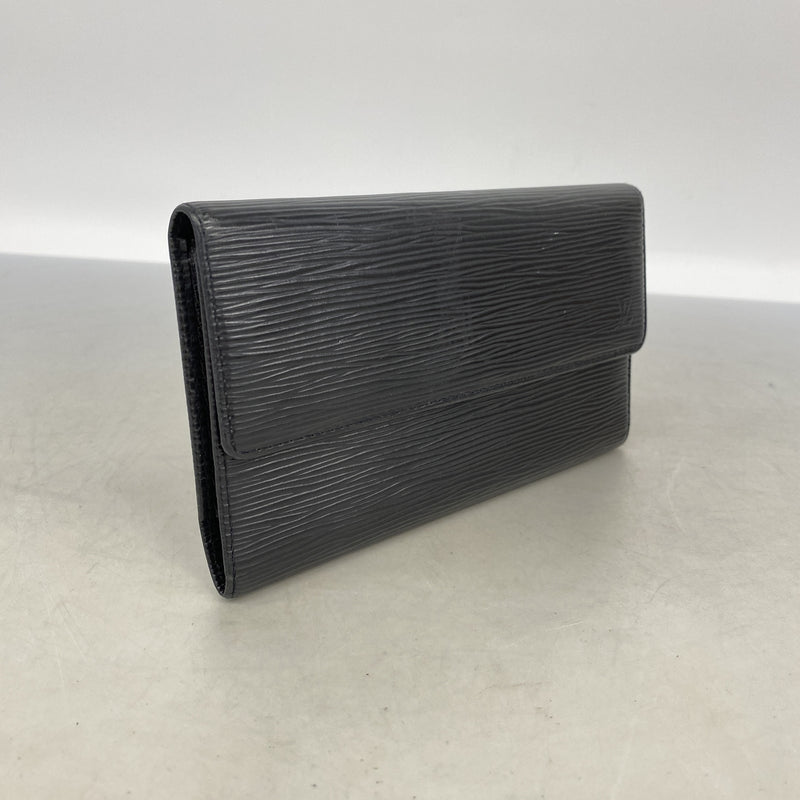 【6ie6766】ルイヴィトン 三つ折り長財布 エピ ポルトトレゾールインターナショナル M63382 ノワール【中古】レディース