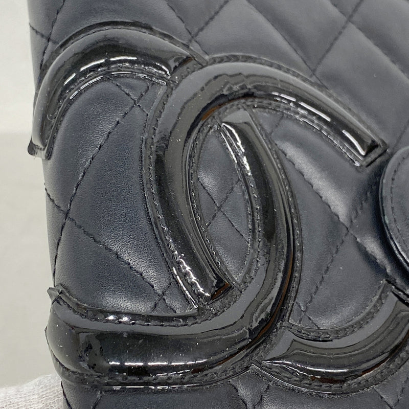 【6ie6768】シャネル 手帳カバー カンボン ラムスキン ブラック シルバー金具【中古】レディース