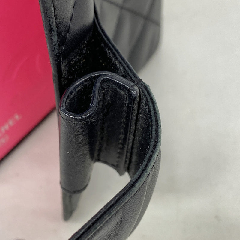【6ie6768】シャネル 手帳カバー カンボン ラムスキン ブラック シルバー金具【中古】レディース