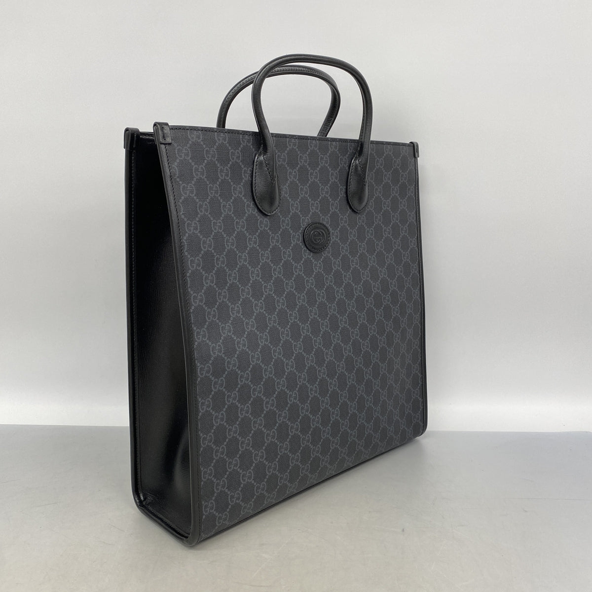 【6ie6781】グッチ トートバッグ インターロッキングG 674155 レザー ブラック シルバー金具 2wayバッグ【中古】メンズ