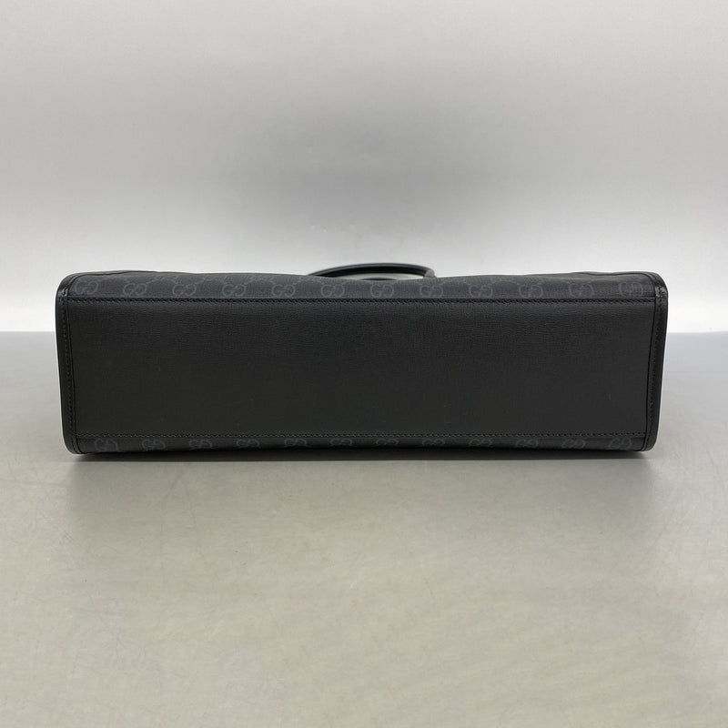 【6ie6781】グッチ トートバッグ インターロッキングG 674155 レザー ブラック シルバー金具 2wayバッグ【中古】メンズ
