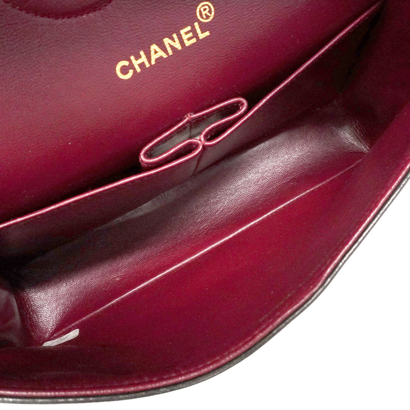 【6ie6789】シャネル ショルダーバッグ マトラッセ Wフラップ Wチェーン ラムスキン ブラック ゴールド金具【中古】レディース