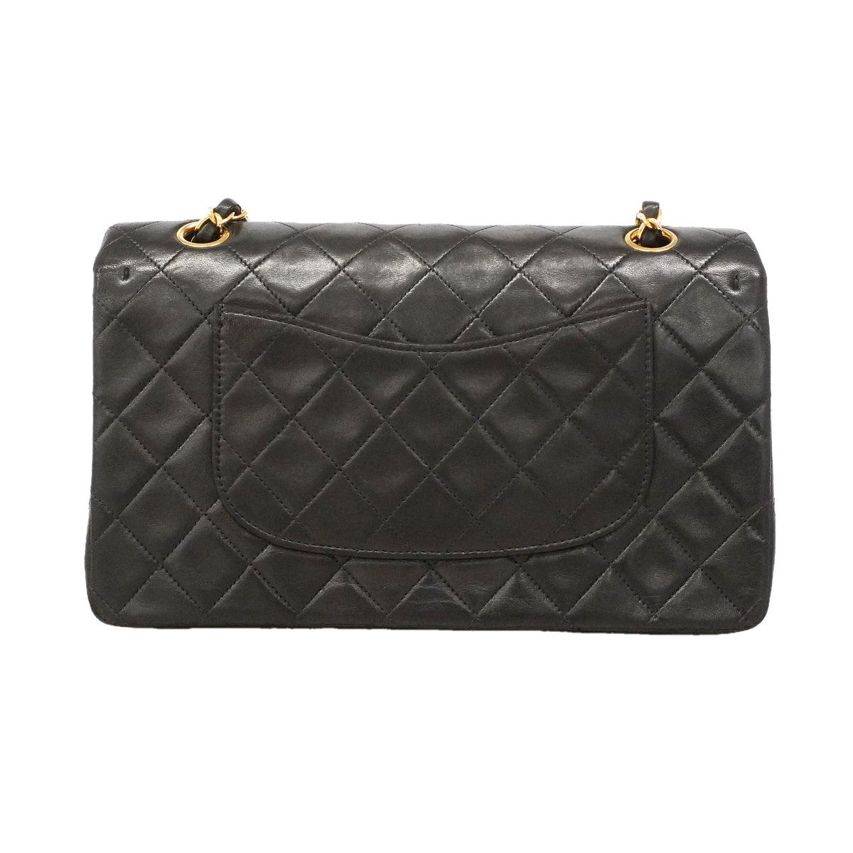 【6ie6789】シャネル ショルダーバッグ マトラッセ Wフラップ Wチェーン ラムスキン ブラック ゴールド金具【中古】レディース