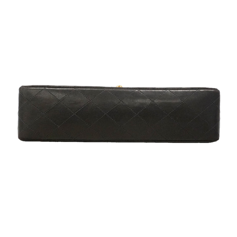 【6ie6789】シャネル ショルダーバッグ マトラッセ Wフラップ Wチェーン ラムスキン ブラック ゴールド金具【中古】レディース