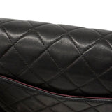 【6ie6790】シャネル ショルダーバッグ マトラッセ Wフラップ Wチェーン ラムスキン ブラック シルバー金具【中古】レディース
