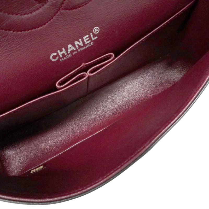 【6ie6790】シャネル ショルダーバッグ マトラッセ Wフラップ Wチェーン ラムスキン ブラック シルバー金具【中古】レディース