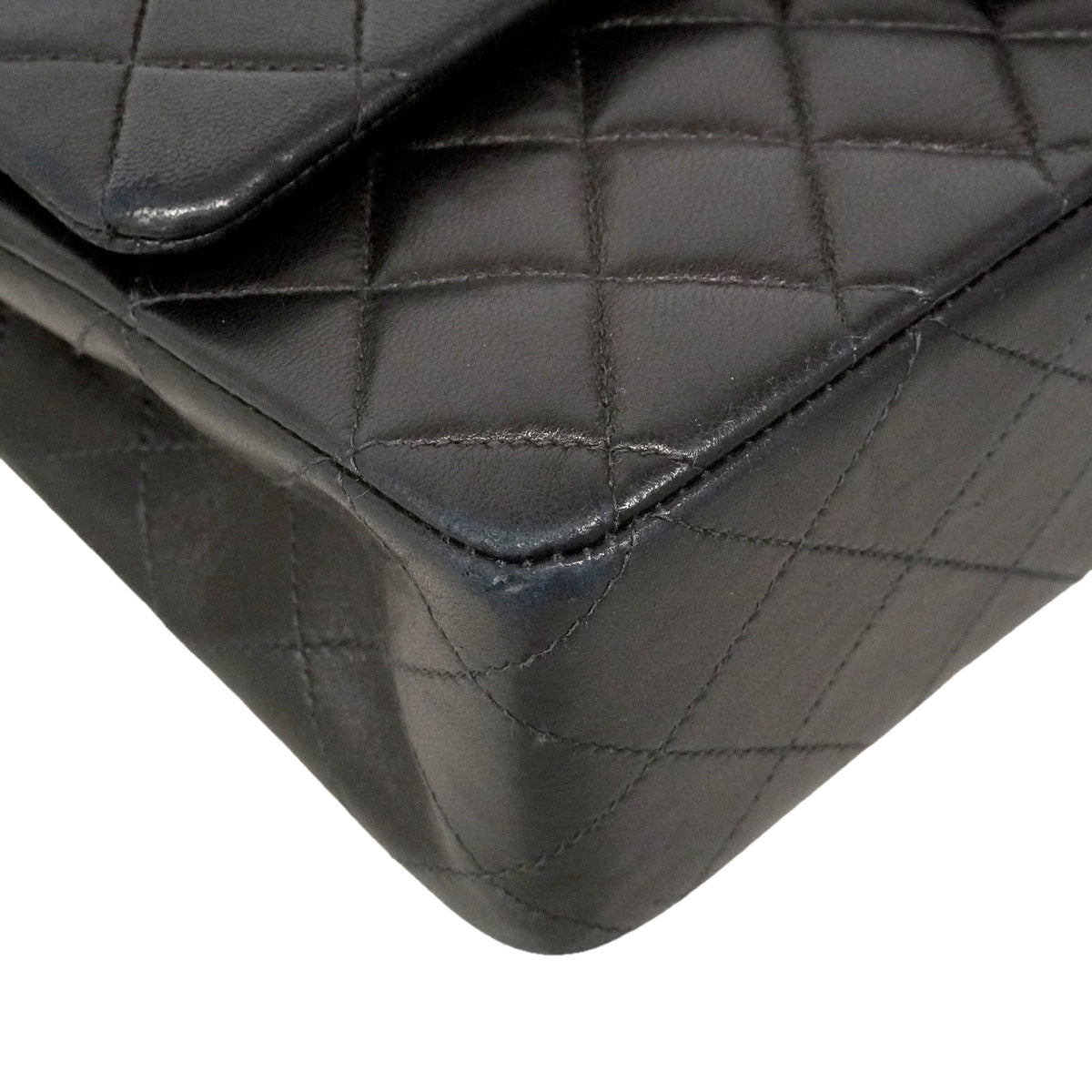 【6ie6790】シャネル ショルダーバッグ マトラッセ Wフラップ Wチェーン ラムスキン ブラック シルバー金具【中古】レディース