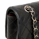 【6ie6790】シャネル ショルダーバッグ マトラッセ Wフラップ Wチェーン ラムスキン ブラック シルバー金具【中古】レディース
