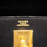 【6ie6792】エルメス ハンドバッグ ケリー32 ボックスカーフ ブラック ゴールド金具 ○T刻印【中古】レディース