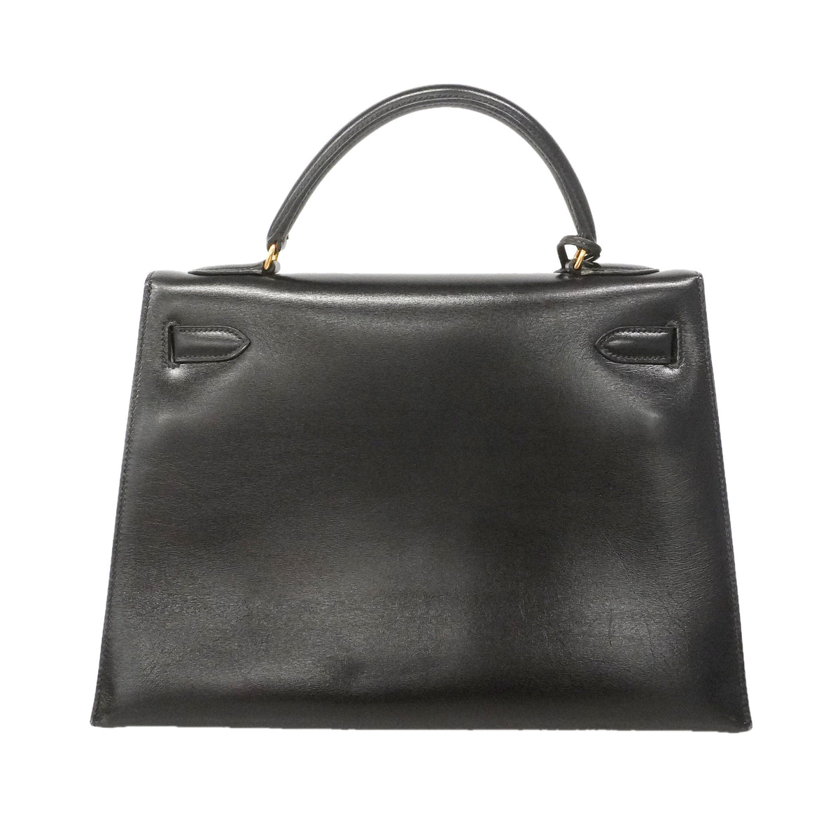 【6ie6792】エルメス ハンドバッグ ケリー32 ボックスカーフ ブラック ゴールド金具 ○T刻印【中古】レディース