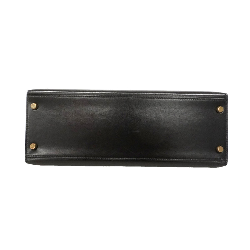 【6ie6792】エルメス ハンドバッグ ケリー32 ボックスカーフ ブラック ゴールド金具 ○T刻印【中古】レディース