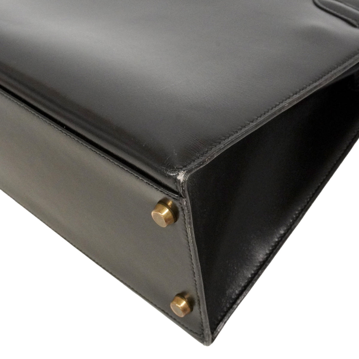 【6ie6792】エルメス ハンドバッグ ケリー32 ボックスカーフ ブラック ゴールド金具 ○T刻印【中古】レディース