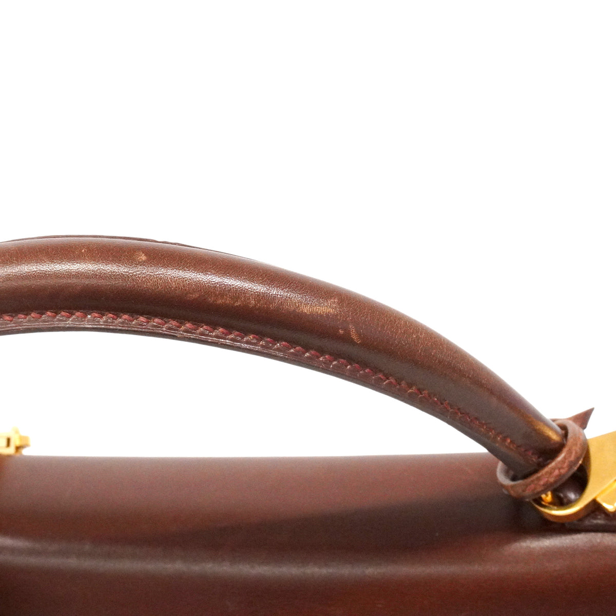 【6ie6793】エルメス ハンドバッグ ケリー35 ボックスカーフ ノアゼット ゴールド金具 □D刻印 2wayバッグ【中古】レディース