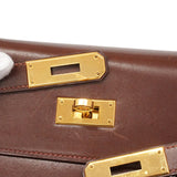 【6ie6793】エルメス ハンドバッグ ケリー35 ボックスカーフ ノアゼット ゴールド金具 □D刻印 2wayバッグ【中古】レディース
