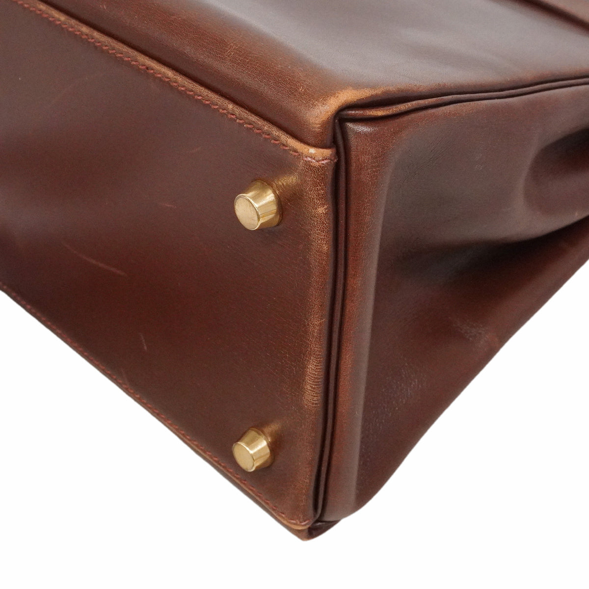 【6ie6793】エルメス ハンドバッグ ケリー35 ボックスカーフ ノアゼット ゴールド金具 □D刻印 2wayバッグ【中古】レディース