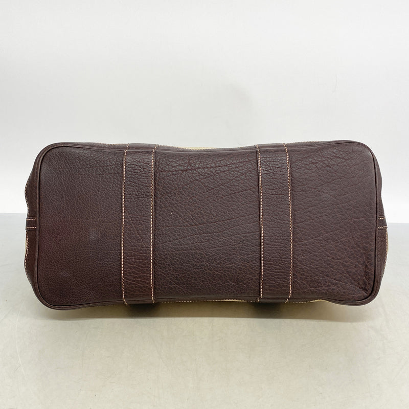 【6ie6795】エルメス トートバッグ ガーデンパーティPM トワルアッシュ ブラウン シルバー金具 T刻印【中古】レディース