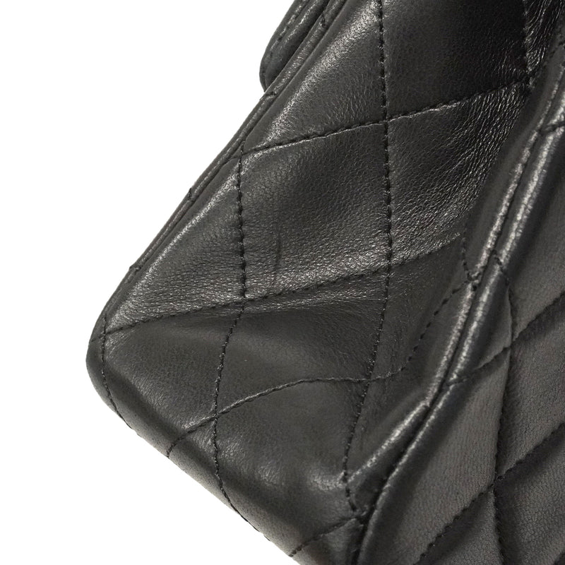 【6ie6815】シャネル ショルダーバッグ マトラッセ Wフラップ Wチェーン ラムスキン ブラック ゴールド金具【中古】レディース