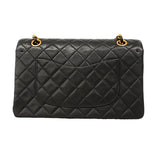 【6ie6815】シャネル ショルダーバッグ マトラッセ Wフラップ Wチェーン ラムスキン ブラック ゴールド金具【中古】レディース