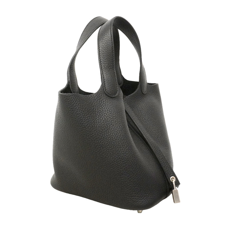 【6ie6819】エルメス ハンドバッグ ピコタンロックPM トリヨンクレマンス ブラック シルバー金具 U刻印【中古】レディース
