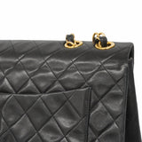 【6ie6820】シャネル ショルダーバッグ デカマトラッセ Wチェーン ラムスキン ブラック ゴールド金具【中古】レディース