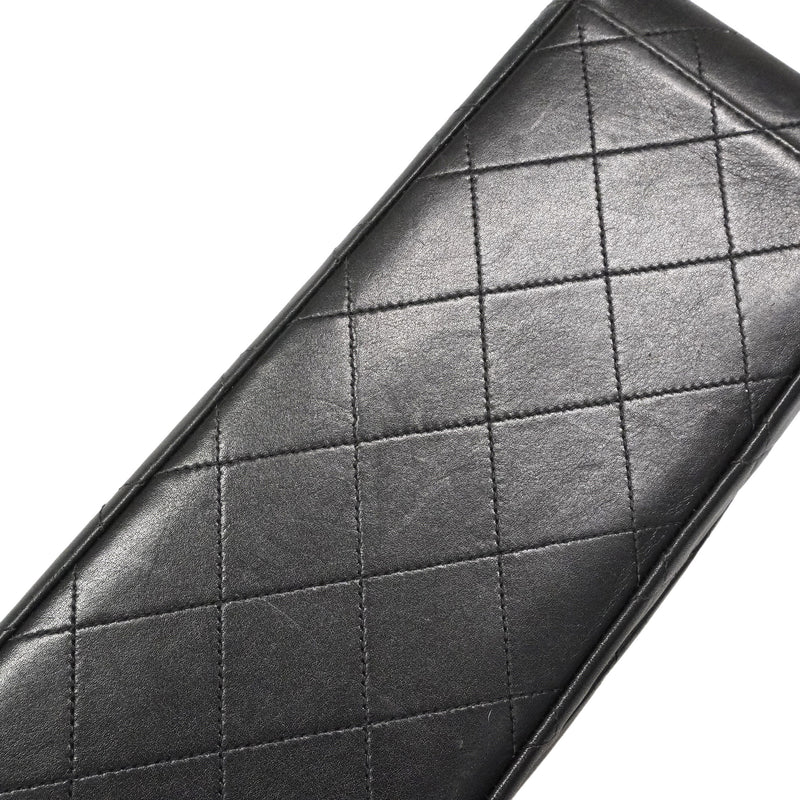 【6ie6820】シャネル ショルダーバッグ デカマトラッセ Wチェーン ラムスキン ブラック ゴールド金具【中古】レディース