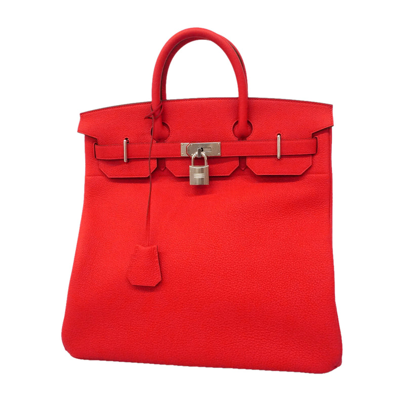 【6ie6821】エルメス ハンドバッグ オータクロア40 トゴ ルージュクー シルバー金具 K刻印【中古】メンズ