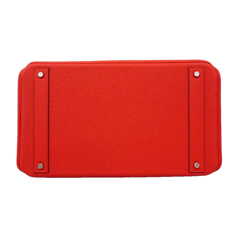 【6ie6821】エルメス ハンドバッグ オータクロア40 トゴ ルージュクー シルバー金具 K刻印【中古】メンズ