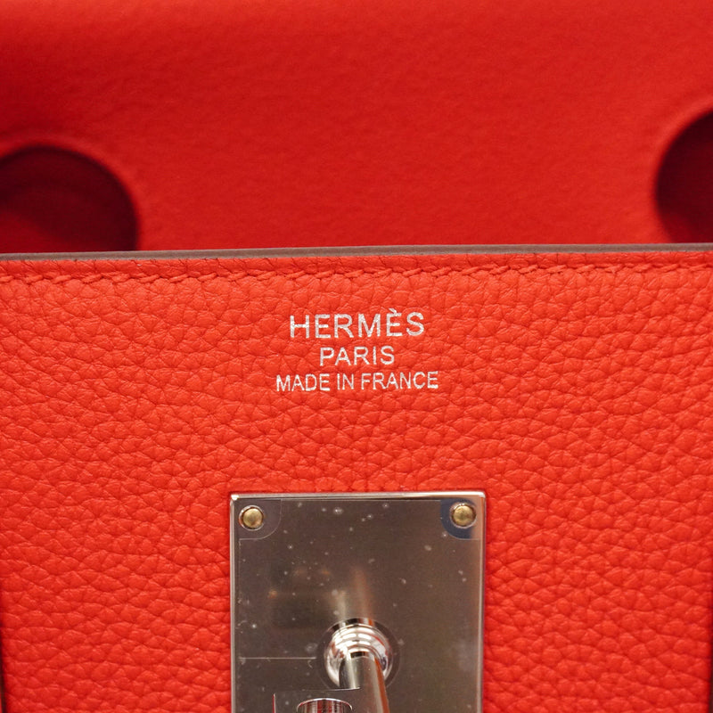 【6ie6821】エルメス ハンドバッグ オータクロア40 トゴ ルージュクー シルバー金具 K刻印【中古】メンズ