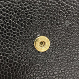 【6ie6830】シャネル 三つ折り財布 キャビアスキン ブラック シャンパンゴールド金具【中古】レディース