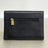 【6ie6830】シャネル 三つ折り財布 キャビアスキン ブラック シャンパンゴールド金具【中古】レディース